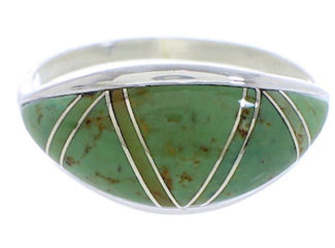 Southwest Turquoise Inlay Sterling Silver Ring Size 5-1/2 ZX36295
